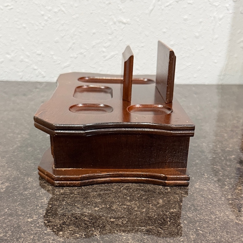 Vintage Wooden Valet Jewelry Box Organizer Drawer Velvet Wallet Mid-Century - Picture 4 of 11